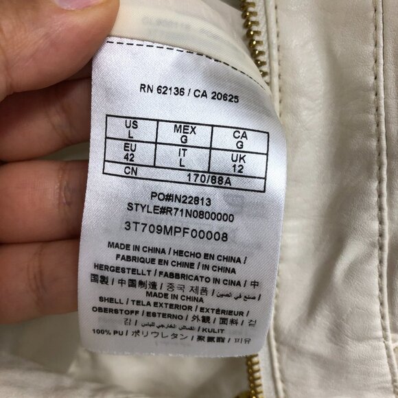 G By Guess Ivory Pleather Faux Leather Vegan Moto Jacket size L - Picture 11 of 16